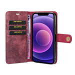 DG.MING Crazy Horse Texture Flip Custodia in pelle magnetica staccabile con supporto e slot per schede e portafoglio, For iPhone 13 mini, For iPhone 13, For iPhone 13 Pro, For iPhone 13 Pro Max