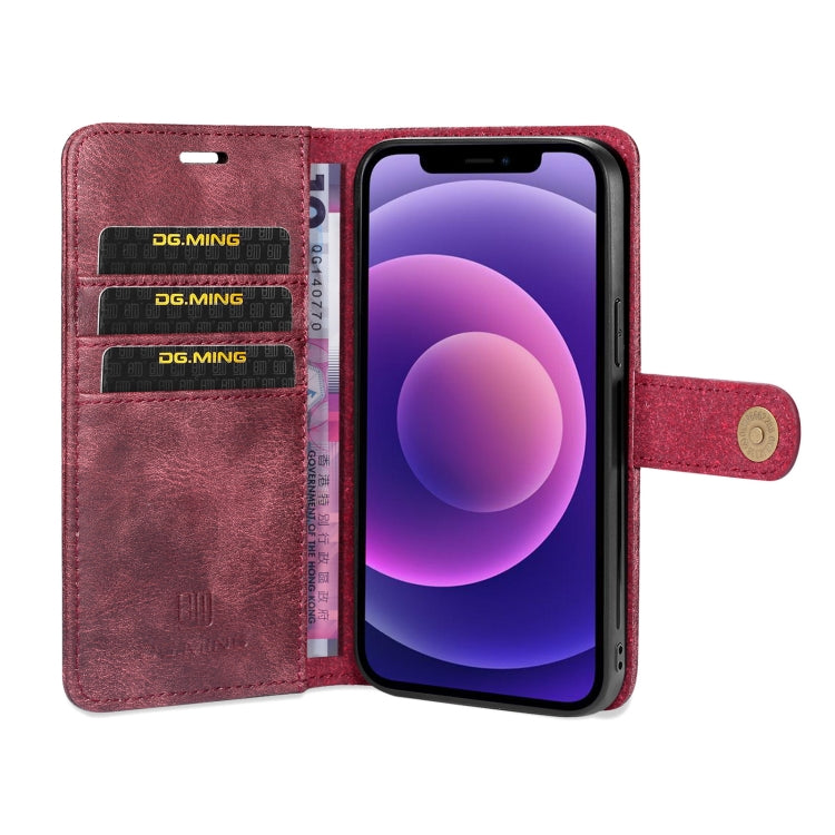 DG.MING Crazy Horse Texture Flip Custodia in pelle magnetica staccabile con supporto e slot per schede e portafoglio, For iPhone 13 mini, For iPhone 13, For iPhone 13 Pro, For iPhone 13 Pro Max