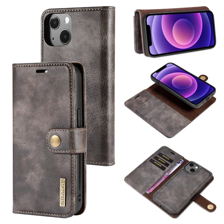 DG.MING Crazy Horse Texture Flip Custodia in pelle magnetica staccabile con supporto e slot per schede e portafoglio, For iPhone 13 mini, For iPhone 13, For iPhone 13 Pro, For iPhone 13 Pro Max