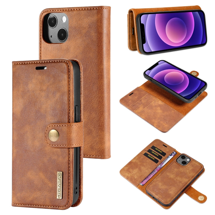 DG.MING Crazy Horse Texture Flip Custodia in pelle magnetica staccabile con supporto e slot per schede e portafoglio, For iPhone 13 mini, For iPhone 13, For iPhone 13 Pro, For iPhone 13 Pro Max