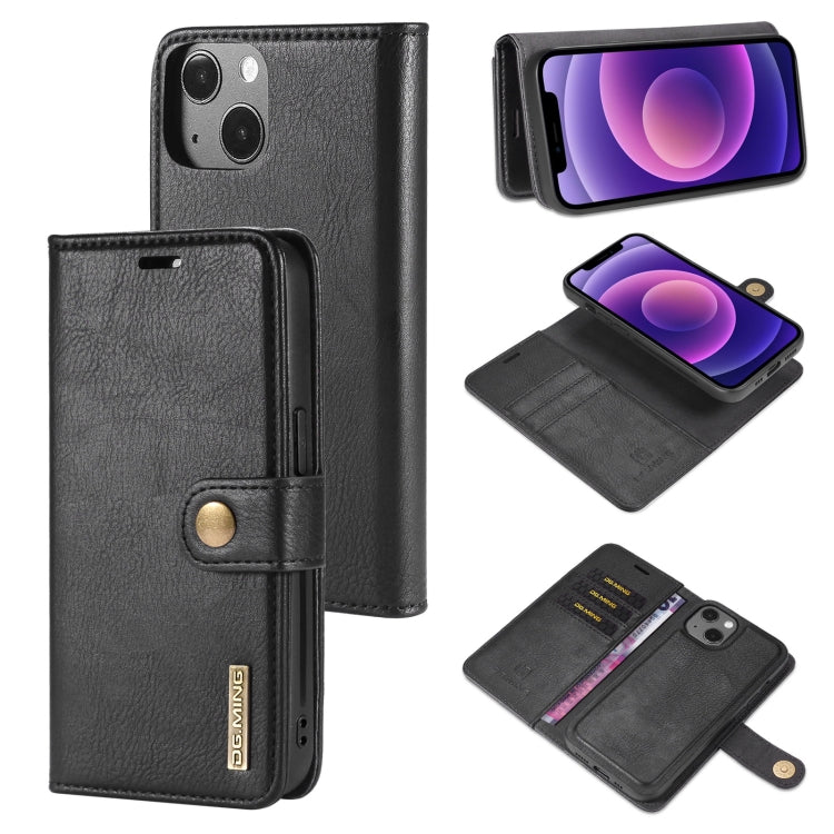 DG.MING Crazy Horse Texture Flip Custodia in pelle magnetica staccabile con supporto e slot per schede e portafoglio, For iPhone 13 mini, For iPhone 13, For iPhone 13 Pro, For iPhone 13 Pro Max