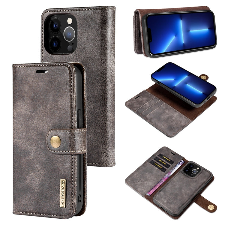 DG.MING Crazy Horse Texture Flip Custodia in pelle magnetica staccabile con supporto e slot per schede e portafoglio, For iPhone 13 mini, For iPhone 13, For iPhone 13 Pro, For iPhone 13 Pro Max