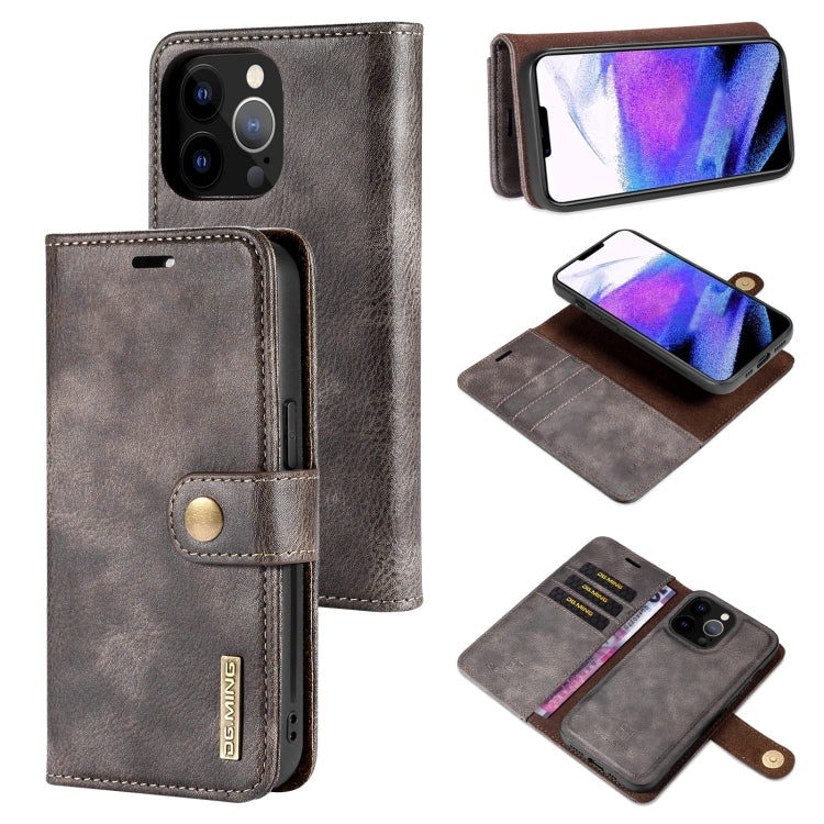 DG.MING Crazy Horse Texture Flip Custodia in pelle magnetica staccabile con supporto e slot per schede e portafoglio, For iPhone 13 mini, For iPhone 13, For iPhone 13 Pro, For iPhone 13 Pro Max