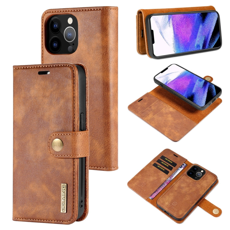 DG.MING Crazy Horse Texture Flip Custodia in pelle magnetica staccabile con supporto e slot per schede e portafoglio, For iPhone 13 mini, For iPhone 13, For iPhone 13 Pro, For iPhone 13 Pro Max