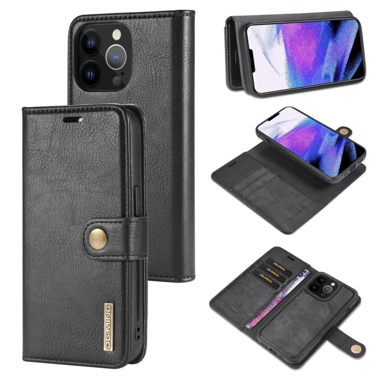 DG.MING Crazy Horse Texture Flip Custodia in pelle magnetica staccabile con supporto e slot per schede e portafoglio, For iPhone 13 mini, For iPhone 13, For iPhone 13 Pro, For iPhone 13 Pro Max