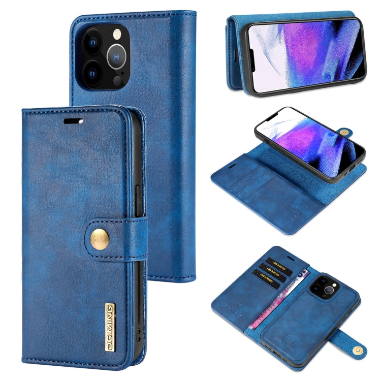 DG.MING Crazy Horse Texture Flip Custodia in pelle magnetica staccabile con supporto e slot per schede e portafoglio, For iPhone 13 mini, For iPhone 13, For iPhone 13 Pro, For iPhone 13 Pro Max