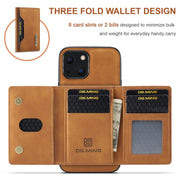 DG.MING M2 Series 3-Fold Card Bag + custodia magnetica antiurto con funzione portafoglio e supporto, For iPhone 13 mini, For iPhone 13, For iPhone 13 Pro, For iPhone 13 Pro Max