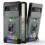 Cover per fotocamera scorrevole Design Custodia antiurto per PC + TPU con supporto per anello e slot per schede, For Google Pixel 6