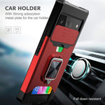 Cover per fotocamera scorrevole Design Custodia antiurto per PC + TPU con supporto per anello e slot per schede, For Google Pixel 6