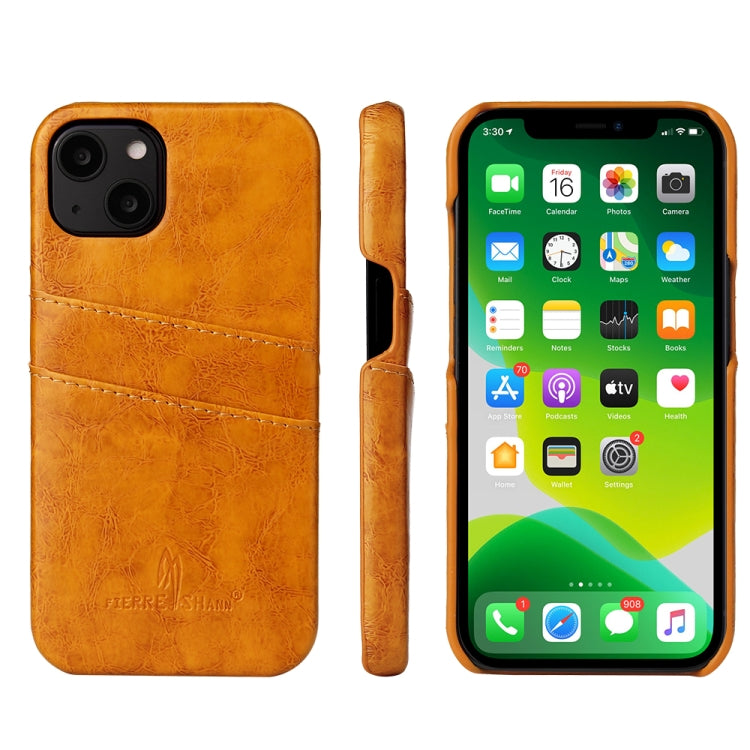 Custodia in pelle PU Fierre Shann Retro Oil Wax Texture con slot per schede, For iPhone 13, For iPhone 13 Mini, For iPhone 13 Pro, For iPhone 13 Pro Max