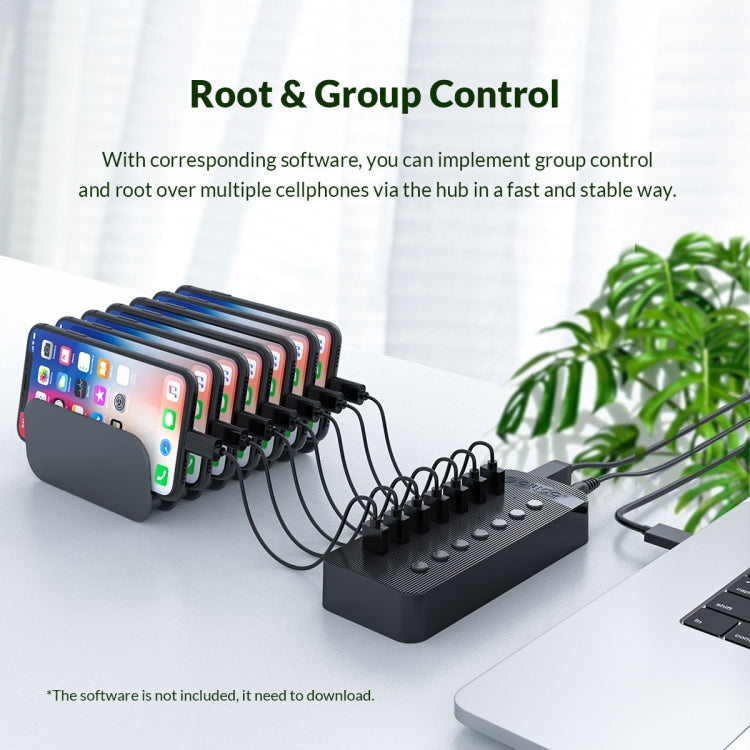 ORICO CT2U3-7AB-WH HUB USB multiporta a strisce di plastica 7 in 1 con interruttori individuali, CT2U3-7AB-BK US Plug, CT2U3-7AB-WH US Plug
