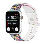 Cinturino di ricambio stampato con 8 fibbie per Apple Watch Series, 7 45mm / 6 & SE & 5 & 4 44mm / 3 & 2 & 1 42mm, 7 41mm / 6 & SE & 5 & 4 40mm / 3 & 2 & 1 38mm