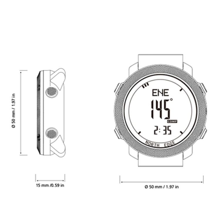 NORTH EDGE Orologio intelligente elettronico per sport all'aria aperta impermeabile multifunzione, supporto misurazione dell'umidità / previsioni meteo / misurazione della velocità, Silicone Strap