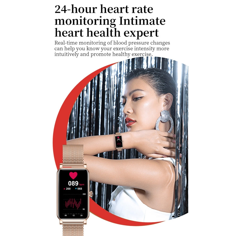 ZX19 Schermo HD da 1,45 pollici Bluetooth 5.0 IP68 Orologio intelligente da donna impermeabile, supporto monitor del sonno / promemoria ciclo mestruale / cardiofrequenzimetro / monitoraggio dell'ossigeno nel sangue, stile: cinturino in acciaio         ...