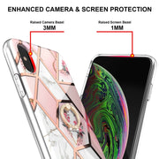 Custodia antiurto in TPU con motivo floreale in marmo con giunzione elettrolitica con supporto per anello di strass, For iPhone XS Max, For iPhone SE 2022 / SE 2020 / 7 / 8, For iPhone 7 Plus / 8 Plus