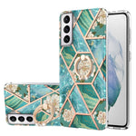 Custodia antiurto in TPU con motivo floreale in marmo con giunzione elettrolitica con supporto per anello di strass, For Samsung Galaxy S21  5G, For Samsung Galaxy S21+  5G, For Samsung Galaxy S21 Ultra 5G, For Samsung Galaxy S21 FE                    ...