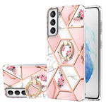 Custodia antiurto in TPU con motivo floreale in marmo con giunzione elettrolitica con supporto per anello di strass, For Samsung Galaxy S21  5G, For Samsung Galaxy S21+  5G, For Samsung Galaxy S21 Ultra 5G, For Samsung Galaxy S21 FE                    ...
