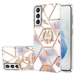 Custodia antiurto in TPU con motivo floreale in marmo con giunzione elettrolitica con supporto per anello di strass, For Samsung Galaxy S21  5G, For Samsung Galaxy S21+  5G, For Samsung Galaxy S21 Ultra 5G, For Samsung Galaxy S21 FE                    ...