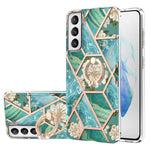 Custodia antiurto in TPU con motivo floreale in marmo con giunzione elettrolitica con supporto per anello di strass, For Samsung Galaxy S21  5G, For Samsung Galaxy S21+  5G, For Samsung Galaxy S21 Ultra 5G, For Samsung Galaxy S21 FE                    ...