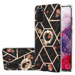 Custodia antiurto in TPU con motivo floreale in marmo con giunzione elettrolitica con supporto per anello di strass, For Samsung Galaxy S21  5G, For Samsung Galaxy S21+  5G, For Samsung Galaxy S21 Ultra 5G, For Samsung Galaxy S21 FE                    ...