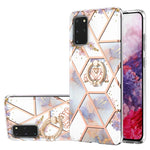 Custodia antiurto in TPU con motivo floreale in marmo con giunzione elettrolitica con supporto per anello di strass, For Samsung Galaxy S21  5G, For Samsung Galaxy S21+  5G, For Samsung Galaxy S21 Ultra 5G, For Samsung Galaxy S21 FE                    ...