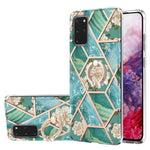 Custodia antiurto in TPU con motivo floreale in marmo con giunzione elettrolitica con supporto per anello di strass, For Samsung Galaxy S21  5G, For Samsung Galaxy S21+  5G, For Samsung Galaxy S21 Ultra 5G, For Samsung Galaxy S21 FE                    ...