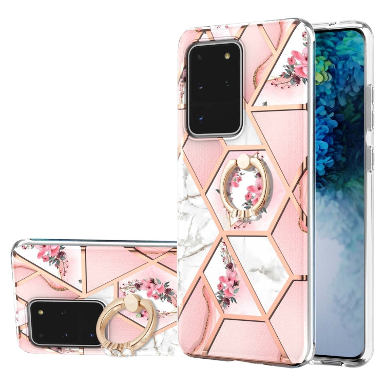 Custodia antiurto in TPU con motivo floreale in marmo con giunzione elettrolitica con supporto per anello di strass, For Samsung Galaxy S20 Ultra, For Samsung Galaxy S20 FE / S20 Lite, For Samsung Galaxy A32 5G, For Samsung Galaxy A32 4G EU Version    ...