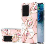 Custodia antiurto in TPU con motivo floreale in marmo con giunzione elettrolitica con supporto per anello di strass, For Samsung Galaxy S20 Ultra, For Samsung Galaxy S20 FE / S20 Lite, For Samsung Galaxy A32 5G, For Samsung Galaxy A32 4G EU Version    ...