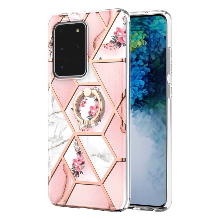 Custodia antiurto in TPU con motivo floreale in marmo con giunzione elettrolitica con supporto per anello di strass, For Samsung Galaxy S20 Ultra, For Samsung Galaxy S20 FE / S20 Lite, For Samsung Galaxy A32 5G, For Samsung Galaxy A32 4G EU Version    ...
