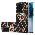 Custodia antiurto in TPU con motivo floreale in marmo con giunzione elettrolitica con supporto per anello di strass, For Samsung Galaxy S20 Ultra, For Samsung Galaxy S20 FE / S20 Lite, For Samsung Galaxy A32 5G, For Samsung Galaxy A32 4G EU Version    ...