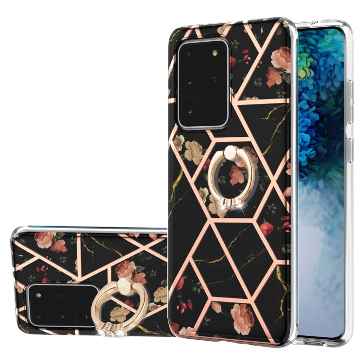 Custodia antiurto in TPU con motivo floreale in marmo con giunzione elettrolitica con supporto per anello di strass, For Samsung Galaxy S20 Ultra, For Samsung Galaxy S20 FE / S20 Lite, For Samsung Galaxy A32 5G, For Samsung Galaxy A32 4G EU Version    ...