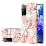 Custodia antiurto in TPU con motivo floreale in marmo con giunzione elettrolitica con supporto per anello di strass, For Samsung Galaxy S20 Ultra, For Samsung Galaxy S20 FE / S20 Lite, For Samsung Galaxy A32 5G, For Samsung Galaxy A32 4G EU Version    ...