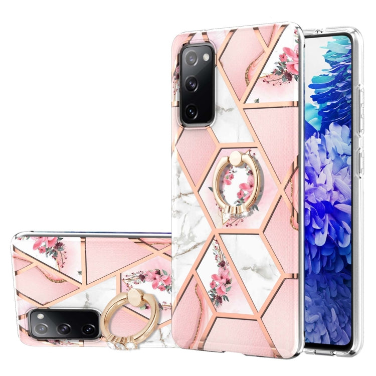 Custodia antiurto in TPU con motivo floreale in marmo con giunzione elettrolitica con supporto per anello di strass, For Samsung Galaxy S20 Ultra, For Samsung Galaxy S20 FE / S20 Lite, For Samsung Galaxy A32 5G, For Samsung Galaxy A32 4G EU Version    ...