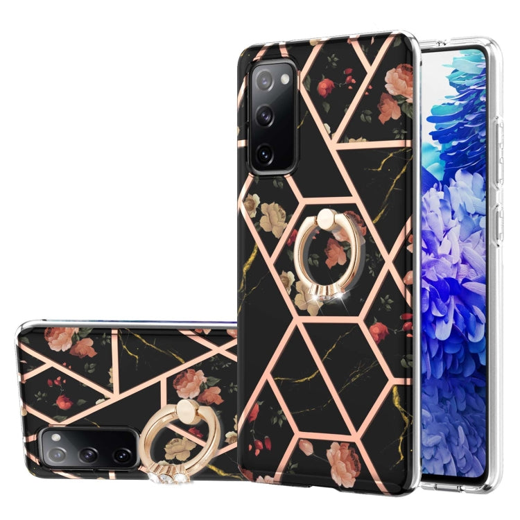 Custodia antiurto in TPU con motivo floreale in marmo con giunzione elettrolitica con supporto per anello di strass, For Samsung Galaxy S20 Ultra, For Samsung Galaxy S20 FE / S20 Lite, For Samsung Galaxy A32 5G, For Samsung Galaxy A32 4G EU Version    ...