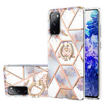 Custodia antiurto in TPU con motivo floreale in marmo con giunzione elettrolitica con supporto per anello di strass, For Samsung Galaxy S20 Ultra, For Samsung Galaxy S20 FE / S20 Lite, For Samsung Galaxy A32 5G, For Samsung Galaxy A32 4G EU Version    ...
