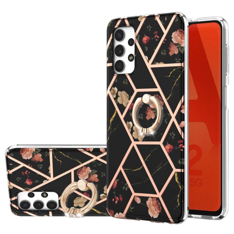 Custodia antiurto in TPU con motivo floreale in marmo con giunzione elettrolitica con supporto per anello di strass, For Samsung Galaxy S20 Ultra, For Samsung Galaxy S20 FE / S20 Lite, For Samsung Galaxy A32 5G, For Samsung Galaxy A32 4G EU Version    ...