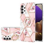 Custodia antiurto in TPU con motivo floreale in marmo con giunzione elettrolitica con supporto per anello di strass, For Samsung Galaxy S20 Ultra, For Samsung Galaxy S20 FE / S20 Lite, For Samsung Galaxy A32 5G, For Samsung Galaxy A32 4G EU Version    ...