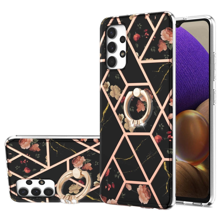Custodia antiurto in TPU con motivo floreale in marmo con giunzione elettrolitica con supporto per anello di strass, For Samsung Galaxy S20 Ultra, For Samsung Galaxy S20 FE / S20 Lite, For Samsung Galaxy A32 5G, For Samsung Galaxy A32 4G EU Version    ...