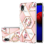 Custodia antiurto in TPU con motivo floreale in marmo con giunzione elettrolitica con supporto per anello di strass, For Samsung Galaxy S20 Ultra, For Samsung Galaxy S20 FE / S20 Lite, For Samsung Galaxy A32 5G, For Samsung Galaxy A32 4G EU Version    ...