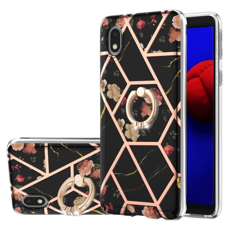 Custodia antiurto in TPU con motivo floreale in marmo con giunzione elettrolitica con supporto per anello di strass, For Samsung Galaxy S20 Ultra, For Samsung Galaxy S20 FE / S20 Lite, For Samsung Galaxy A32 5G, For Samsung Galaxy A32 4G EU Version    ...