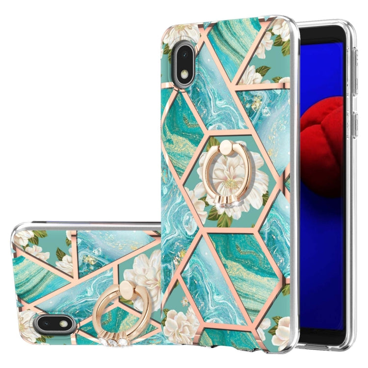 Custodia antiurto in TPU con motivo floreale in marmo con giunzione elettrolitica con supporto per anello di strass, For Samsung Galaxy S20 Ultra, For Samsung Galaxy S20 FE / S20 Lite, For Samsung Galaxy A32 5G, For Samsung Galaxy A32 4G EU Version    ...
