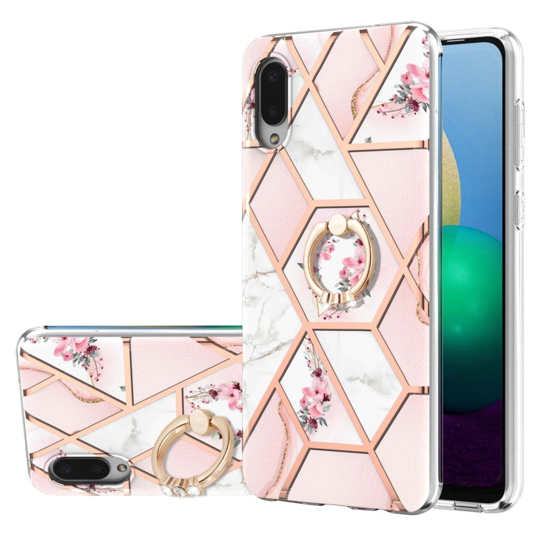 Custodia antiurto in TPU con motivo floreale in marmo con giunzione elettrolitica con supporto per anello di strass, For Samsung Galaxy S20 Ultra, For Samsung Galaxy S20 FE / S20 Lite, For Samsung Galaxy A32 5G, For Samsung Galaxy A32 4G EU Version    ...