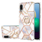Custodia antiurto in TPU con motivo floreale in marmo con giunzione elettrolitica con supporto per anello di strass, For Samsung Galaxy S20 Ultra, For Samsung Galaxy S20 FE / S20 Lite, For Samsung Galaxy A32 5G, For Samsung Galaxy A32 4G EU Version    ...