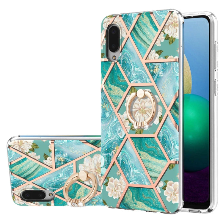 Custodia antiurto in TPU con motivo floreale in marmo con giunzione elettrolitica con supporto per anello di strass, For Samsung Galaxy S20 Ultra, For Samsung Galaxy S20 FE / S20 Lite, For Samsung Galaxy A32 5G, For Samsung Galaxy A32 4G EU Version    ...