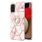 Custodia antiurto in TPU con motivo floreale in marmo con giunzione elettrolitica con supporto per anello di strass, For Samsung Galaxy A02s 164mm, For Samsung Galaxy A02S 166mm, For Samsung Galaxy A12 5G/F12/M12, For Samsung Galaxy A21s               ...