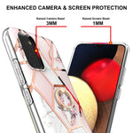 Custodia antiurto in TPU con motivo floreale in marmo con giunzione elettrolitica con supporto per anello di strass, For Samsung Galaxy A02s 164mm, For Samsung Galaxy A02S 166mm, For Samsung Galaxy A12 5G/F12/M12, For Samsung Galaxy A21s               ...