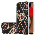 Custodia antiurto in TPU con motivo floreale in marmo con giunzione elettrolitica con supporto per anello di strass, For Samsung Galaxy A02s 164mm, For Samsung Galaxy A02S 166mm, For Samsung Galaxy A12 5G/F12/M12, For Samsung Galaxy A21s               ...