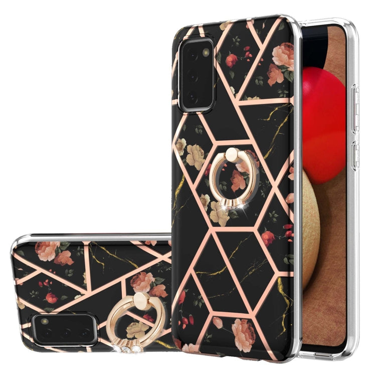 Custodia antiurto in TPU con motivo floreale in marmo con giunzione elettrolitica con supporto per anello di strass, For Samsung Galaxy A02s 164mm, For Samsung Galaxy A02S 166mm, For Samsung Galaxy A12 5G/F12/M12, For Samsung Galaxy A21s               ...