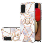 Custodia antiurto in TPU con motivo floreale in marmo con giunzione elettrolitica con supporto per anello di strass, For Samsung Galaxy A02s 164mm, For Samsung Galaxy A02S 166mm, For Samsung Galaxy A12 5G/F12/M12, For Samsung Galaxy A21s               ...