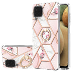 Custodia antiurto in TPU con motivo floreale in marmo con giunzione elettrolitica con supporto per anello di strass, For Samsung Galaxy A02s 164mm, For Samsung Galaxy A02S 166mm, For Samsung Galaxy A12 5G/F12/M12, For Samsung Galaxy A21s               ...